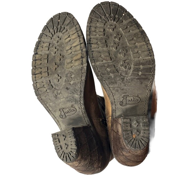 Justin Western Boots 7 Leather Ankle Booties Distressed Tassel Rustico Cowgirl - Picture 6 of 9